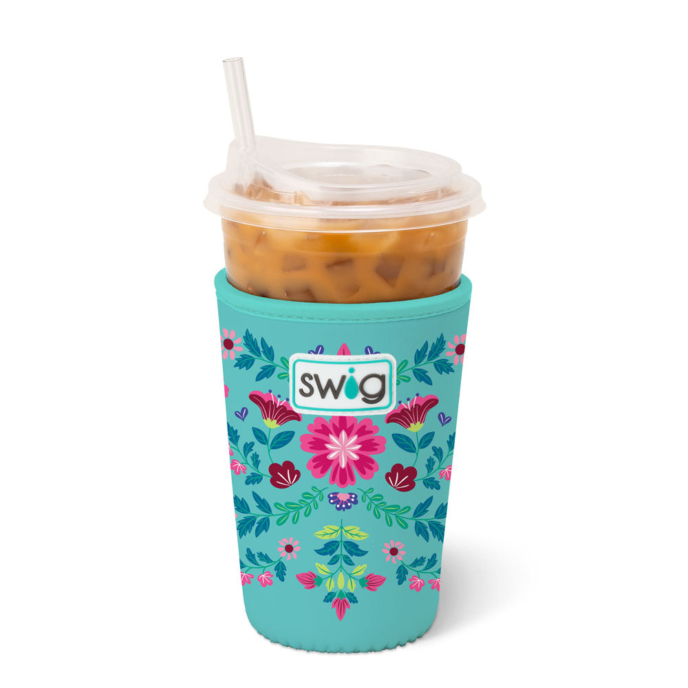 Swig Coolie Iced Cup Flora Azul MEDIUM KOOZIE