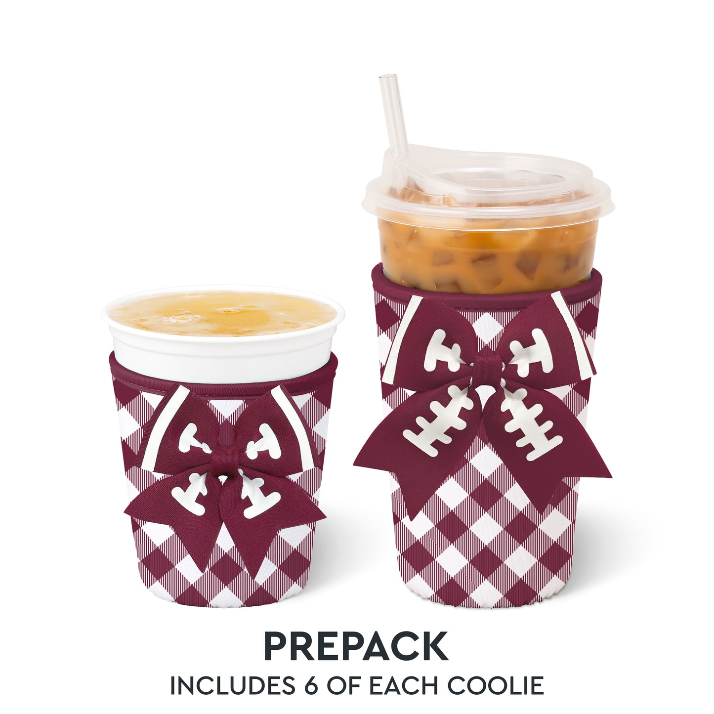 Swig Coolie Iced Cup Gameday Gingham Maroon SMALL KOOZIE