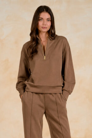 Elan Top 3/4 Zip LT BROWN
