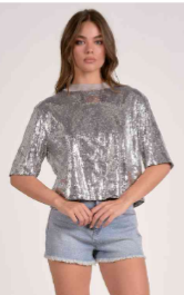 Top Crew Neck 3/4 Sleeve (Silver & Black)