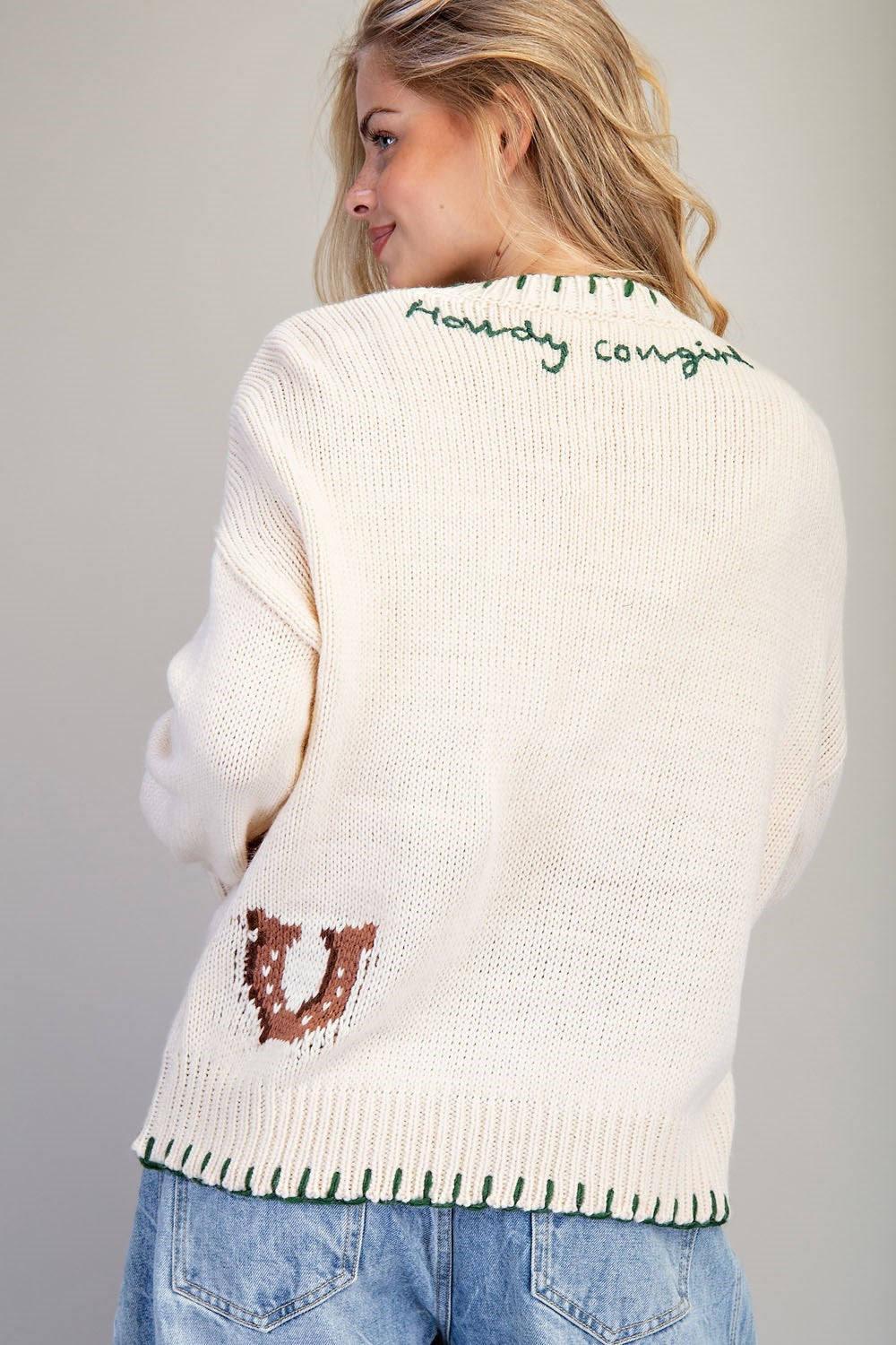 SWEATER WITH HORSE ROUND NECK LONG SLEEVE