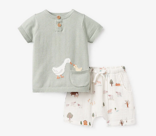 BABY TOP & SHORTS SET HENLEY & PRINTED