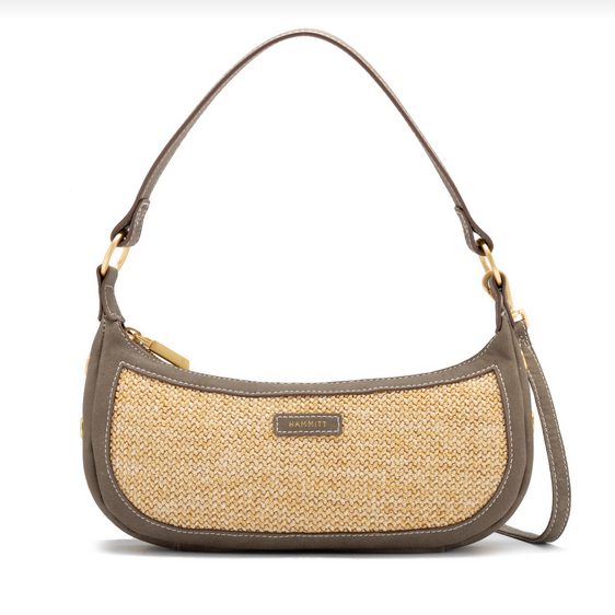 pewter raffia gold small shoulder bag