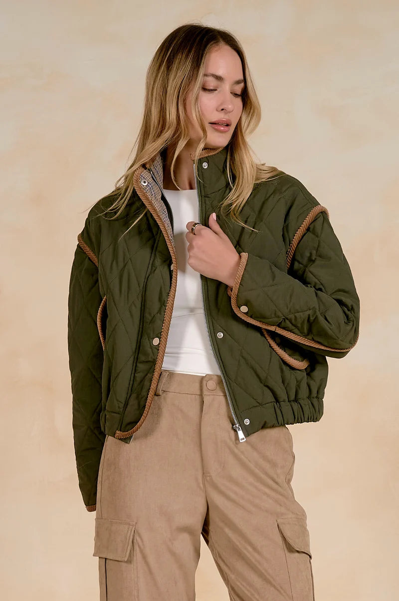 Elan Jacket Corduroy Trim OLIVE