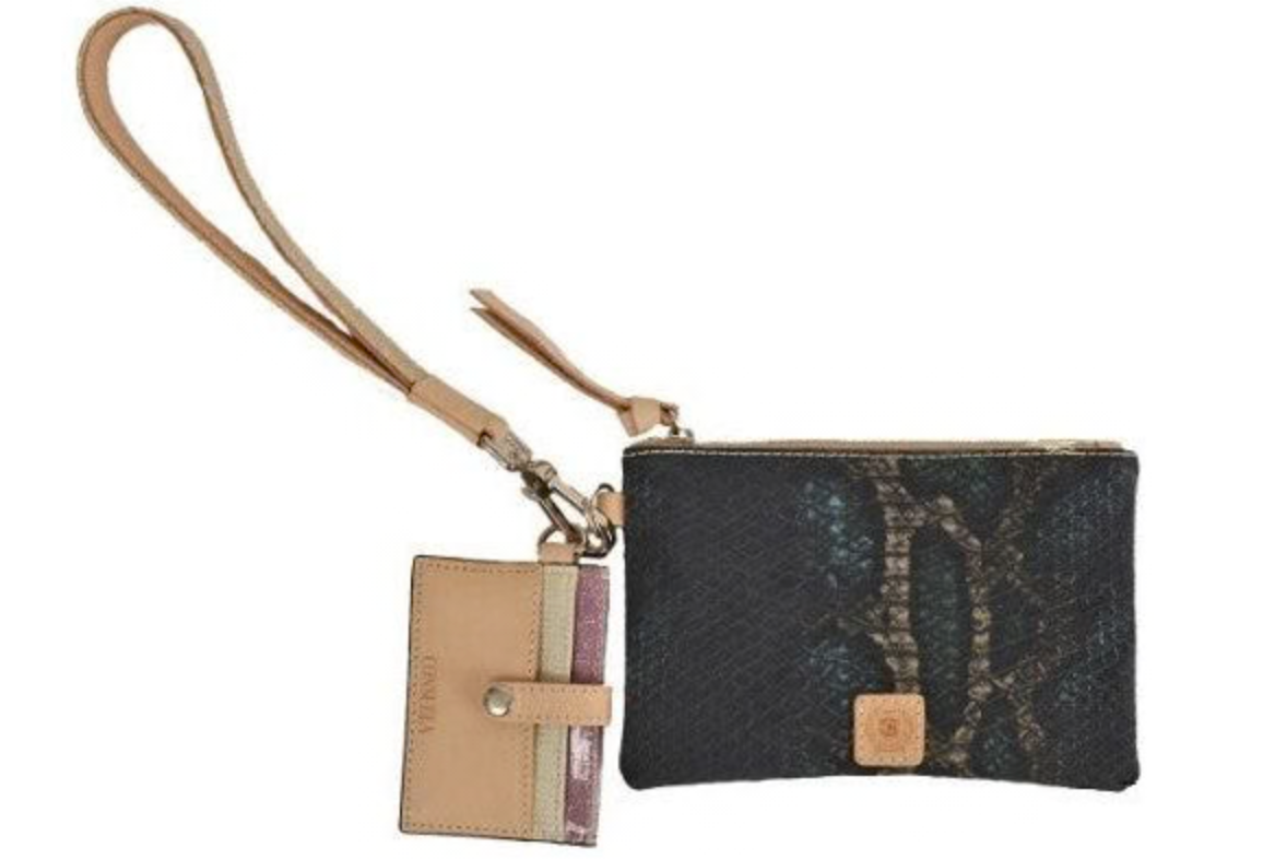 rattler combi pouch consuela wallet, snakeskin wristlet