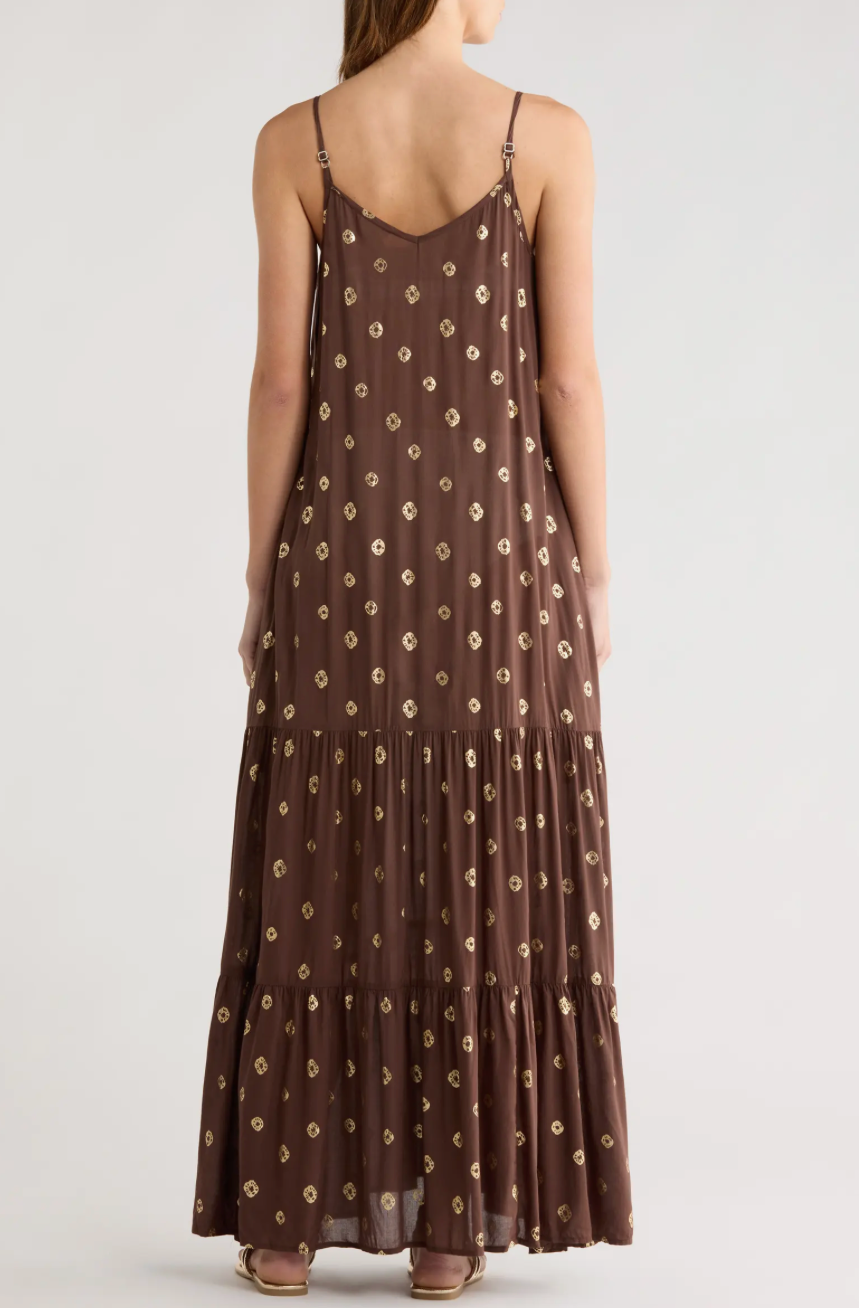 Elan Dress Maxi Tiered Spaghetti Straps