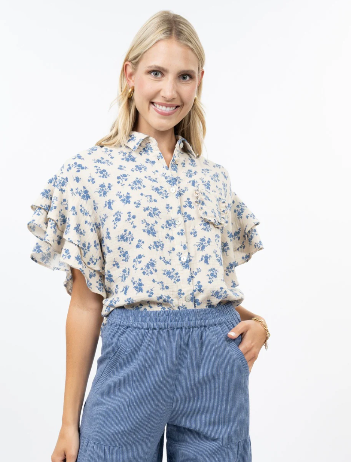 Ivy Jane TOP DISTY FLORAL CAMP SHIRT