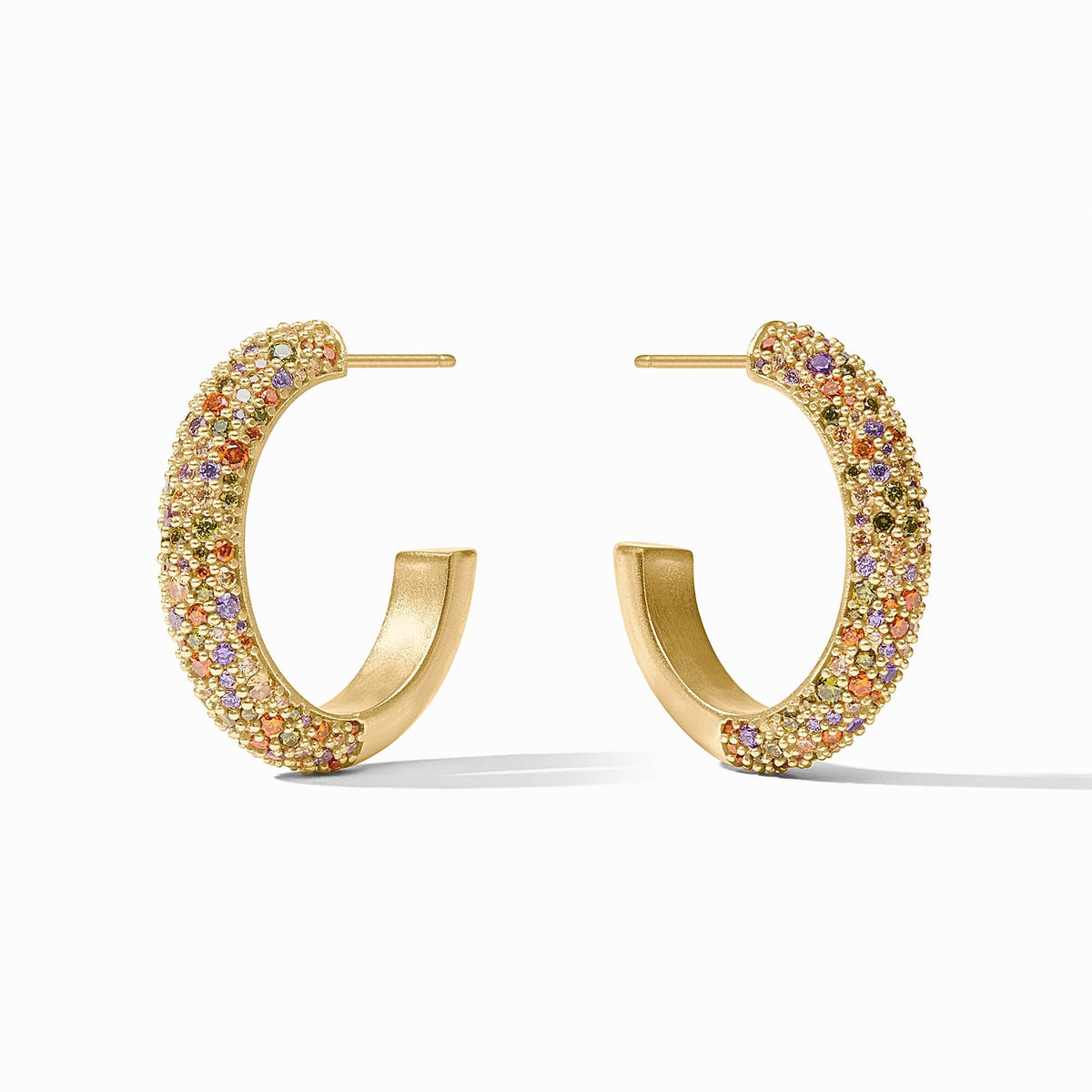 Julie Vos Stardust Hoop Earring Multi Stone Gold (3 Sizes)
