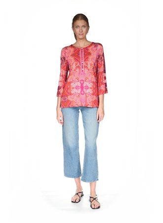 Johnny Was TOP THE JANIE FAVORITE BUTTON FRONT HENLEY