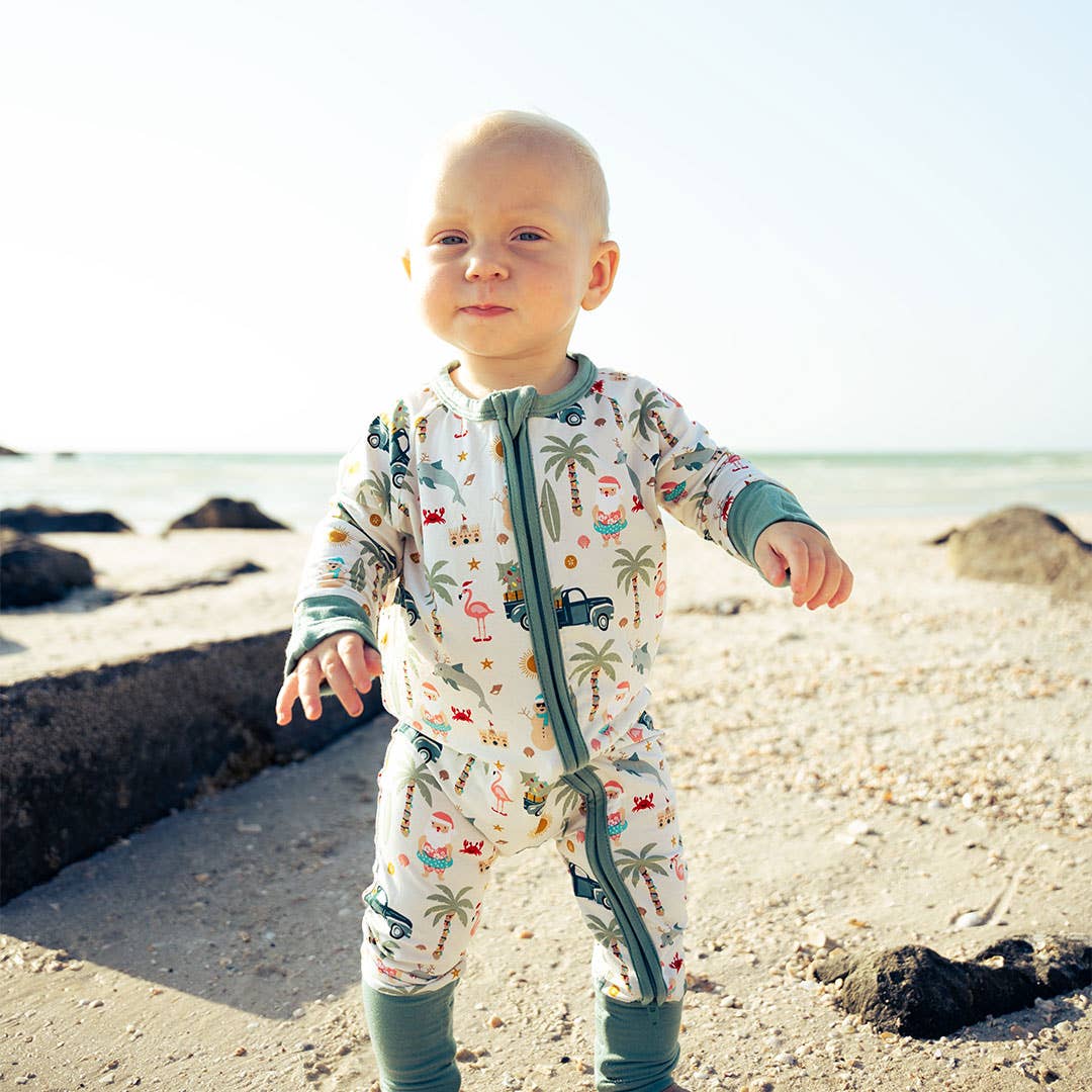 Pajamas Coastal Christmas Holiday Bamboo Baby Convertible Romper