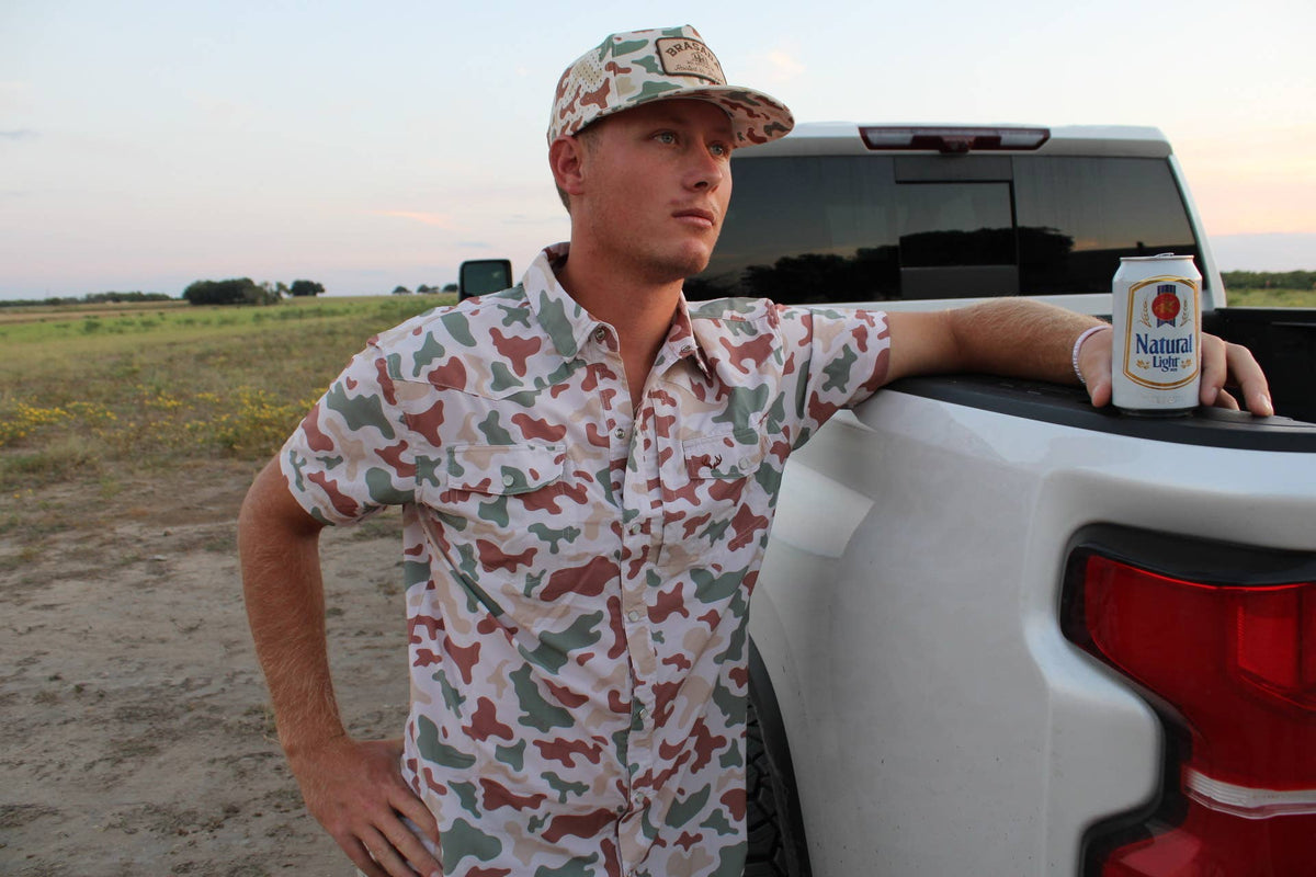 Shirt Pearl Snap Camo Short Sleeve
