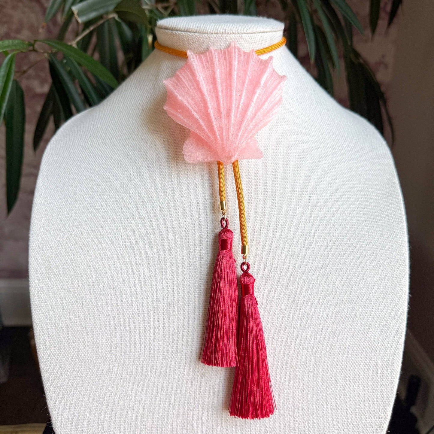 Bolo Shell Quartz Pink with Golden Yellow & Raspberry