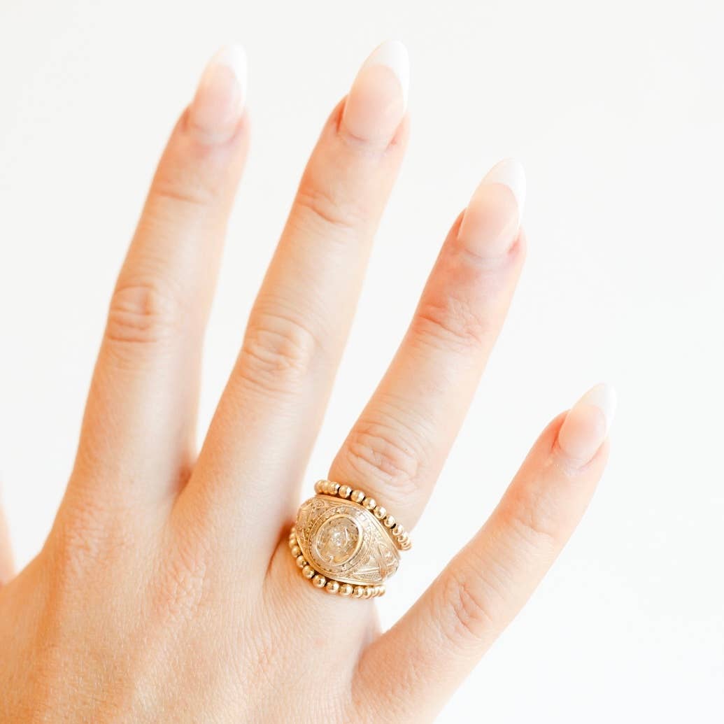 Ella Ring Beaded Band in Gold