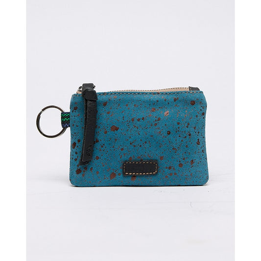 blue with brown fleck pouch