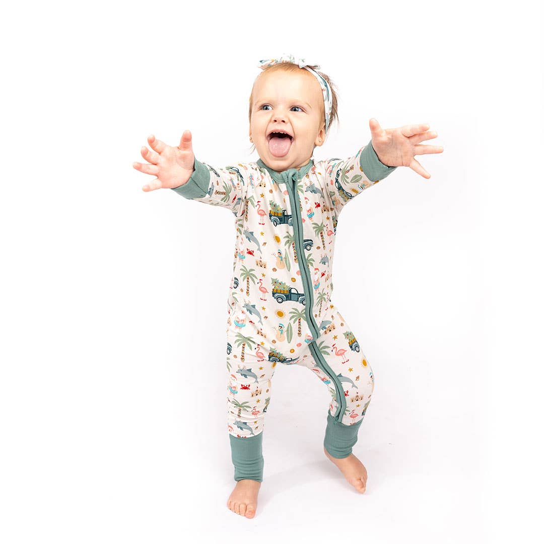Pajamas Coastal Christmas Holiday Bamboo Baby Convertible Romper