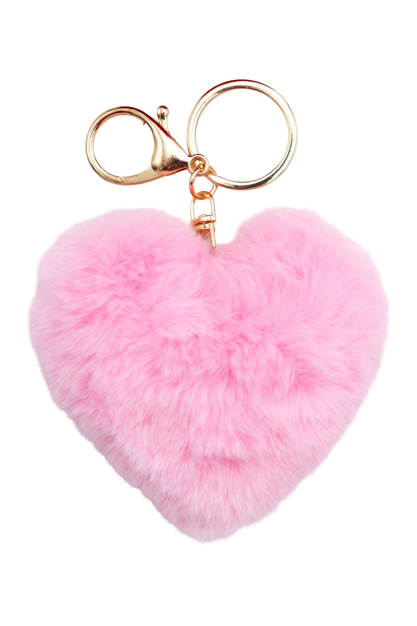 Key Chain Heart Fuzzy Warm Faux Fur Pom Pom