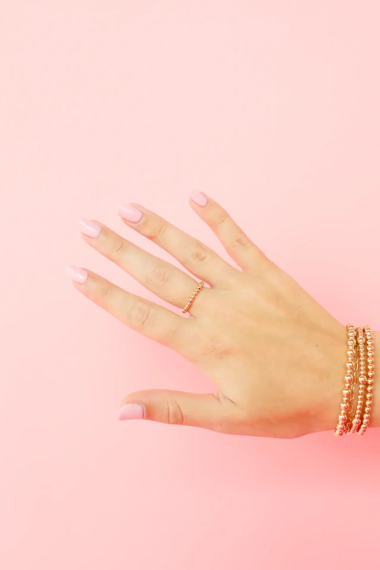Ella Ring Beaded Band in Gold