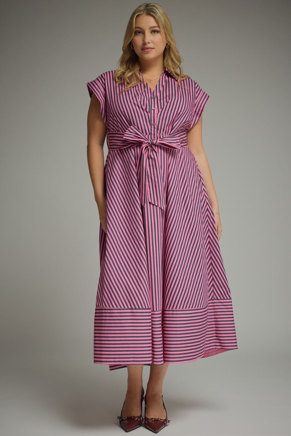 Entro Dress Striped Midi