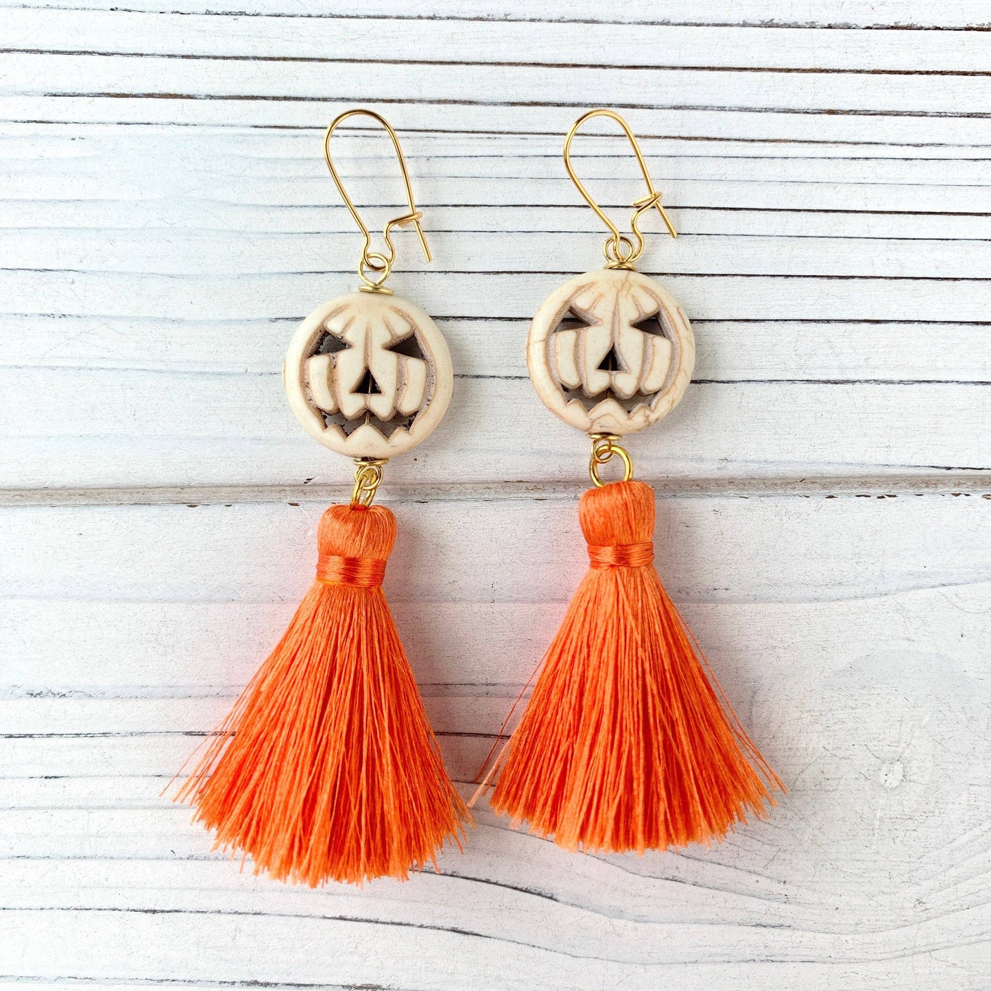Jack-o-Lantern Halloween Tassel Earrings - 2 Style Options