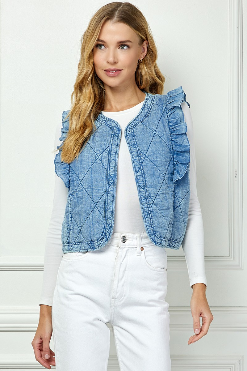 VEST RUFFLE QUILT DETAIL