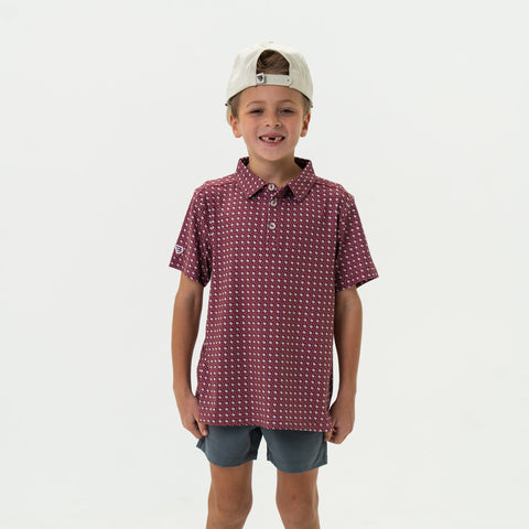 BURLEBO Maroon and Grey Texas Polo