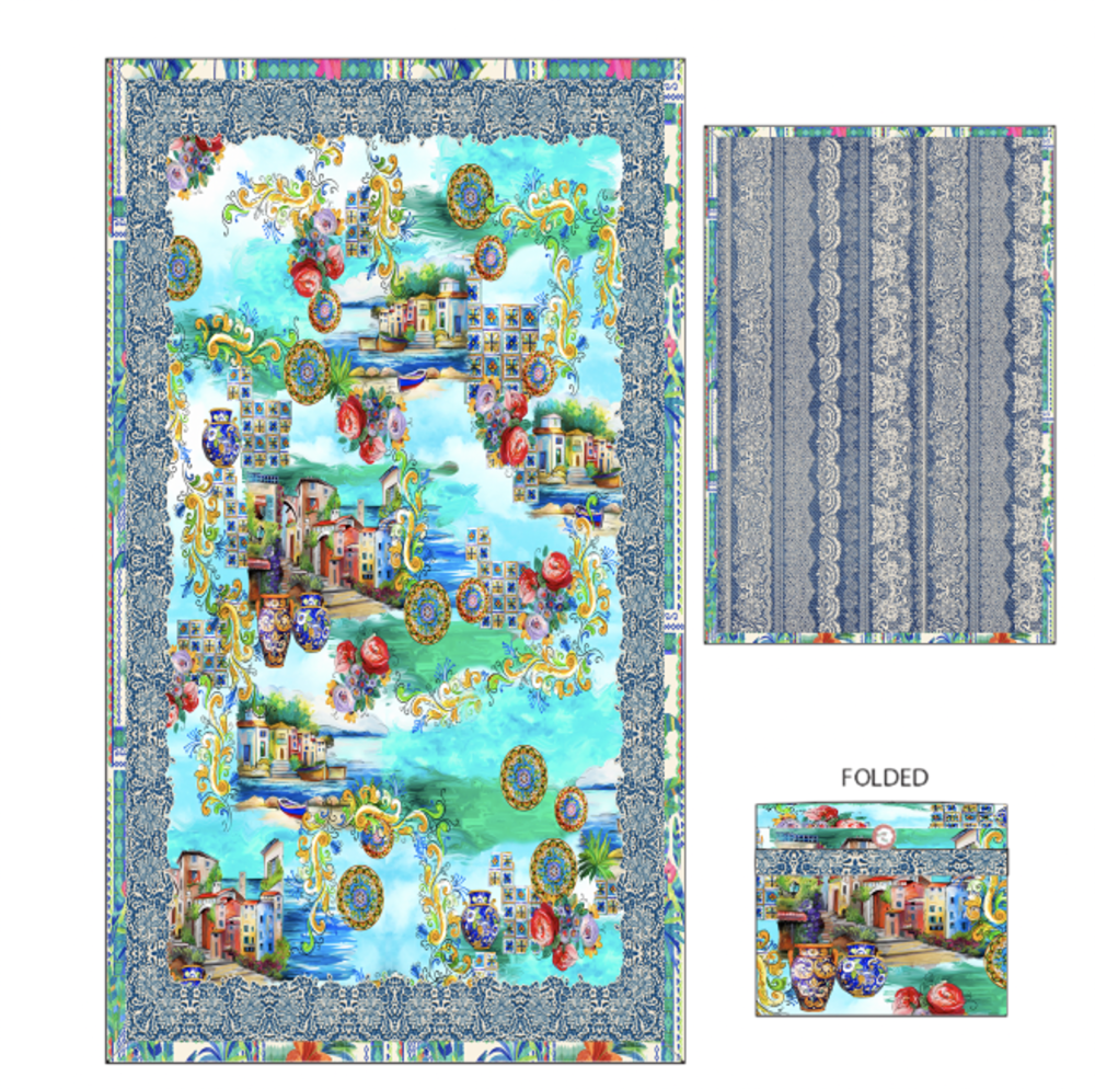 TRAVEL BLANKET REVERSIBLE W/ BAG 66X53 (Multiple Patterns)