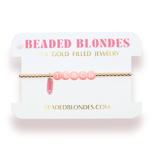 Charm Pink Teach Pencil Bracelet
