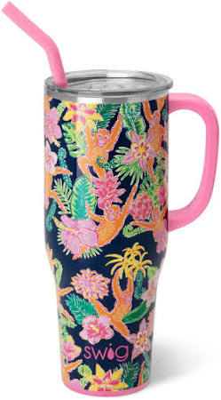 MEGA MUG W/ HANDLE LID STRAW (Multiple Patterns)