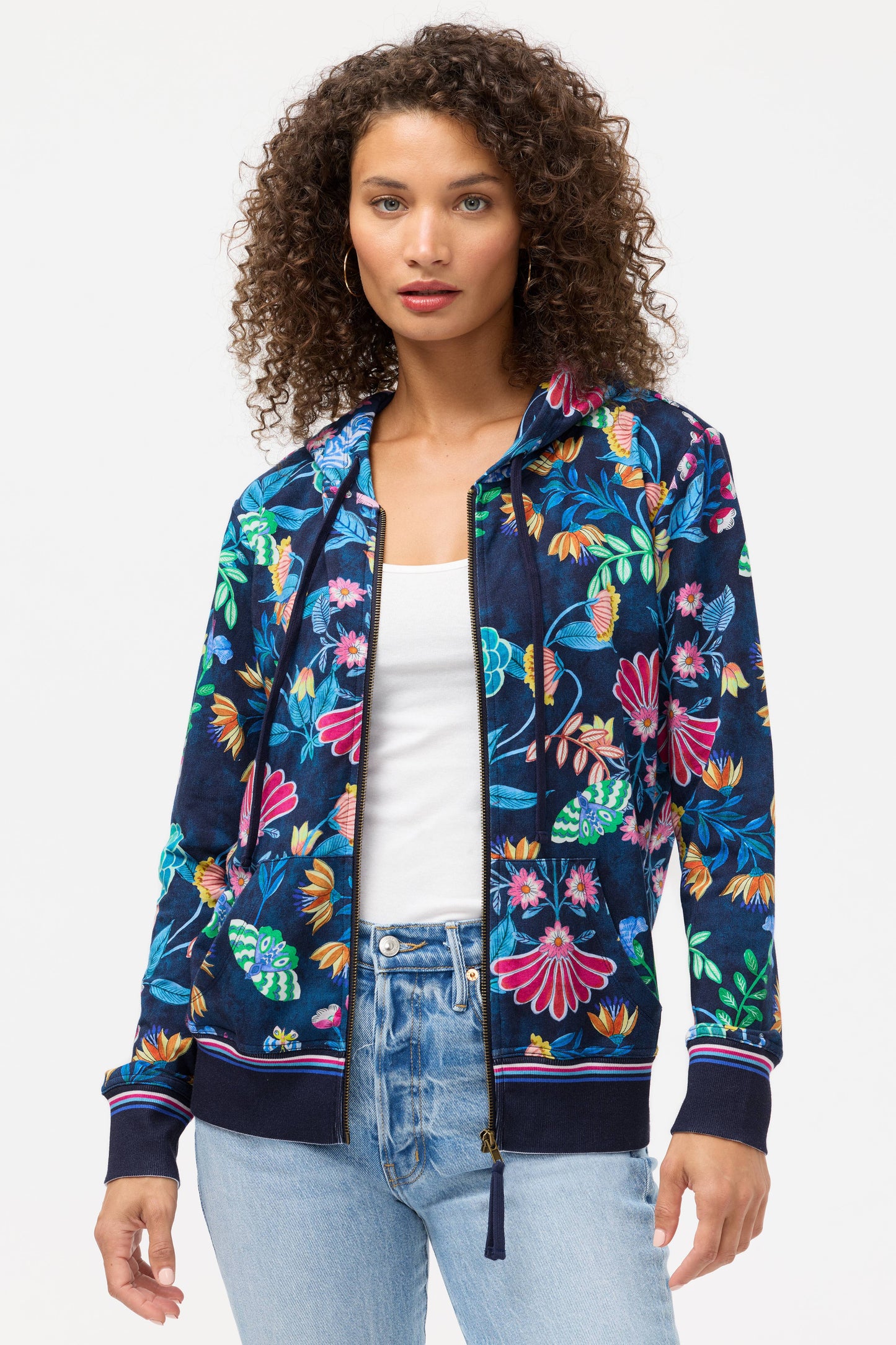 Johnny Was HOODIE MODERN ZIP UP