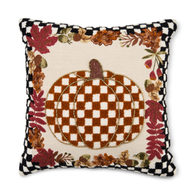 Mackenzie-Childs Pillow Check Pumpkin Throw
