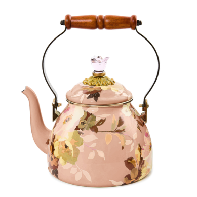 mauve floral tea kettle