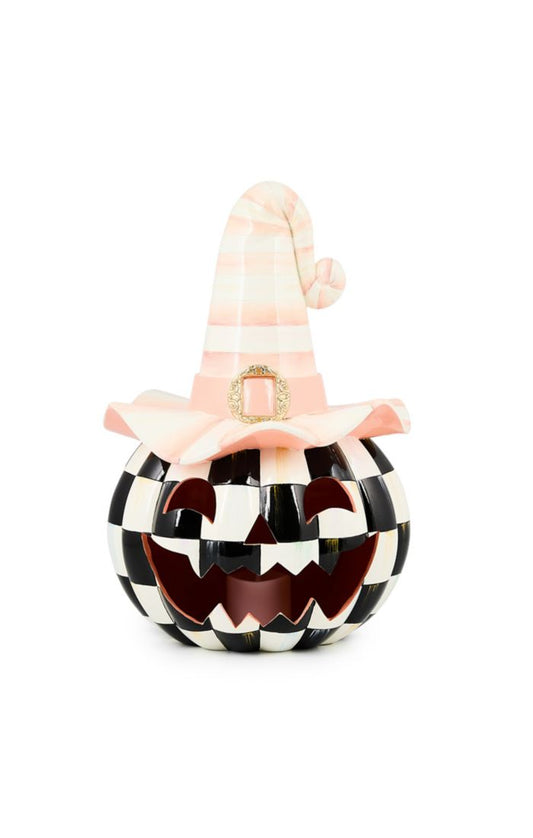 courtly check pumpkin with pink witch hat