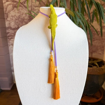 Bolo Alligator Olive Green with Lavender & Golden Yellow