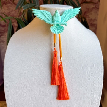 Bolo Eagle Turquoise with Golden Yellow & Orange