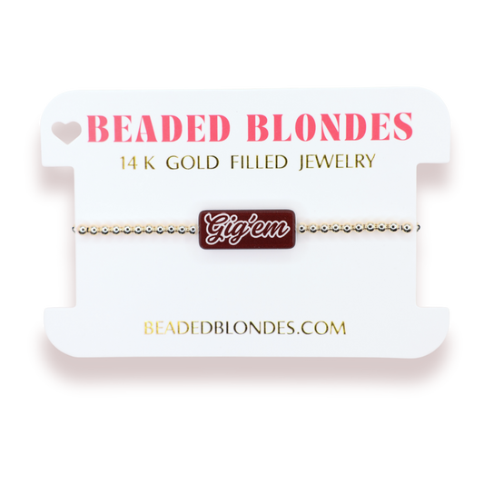 Gig ‘Em Block Bracelet on Gold