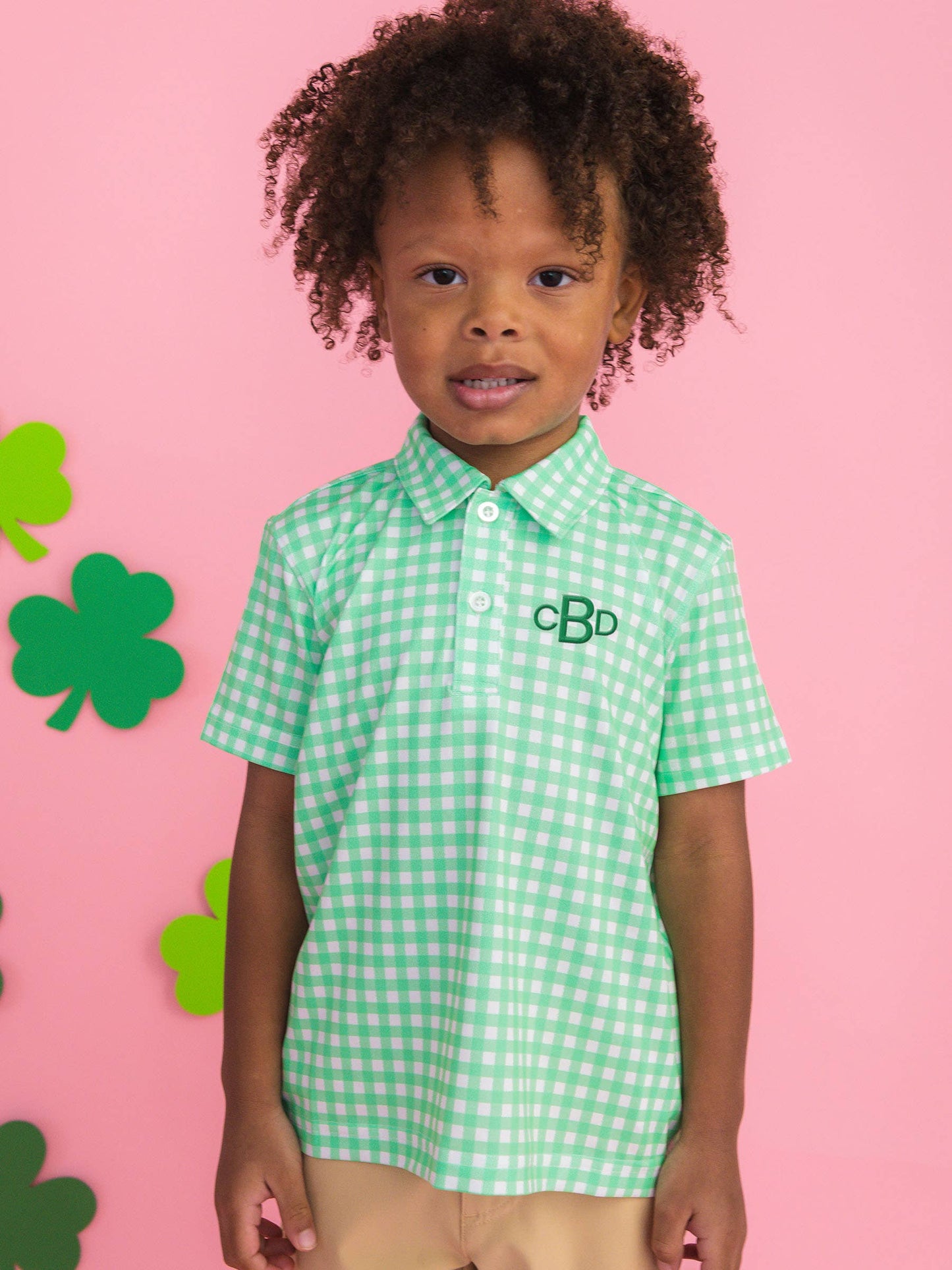 Boys Classic Spring Bud Gingham Knit Short Sleeve Performance Polo