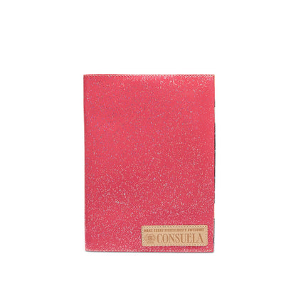pink glitter 
notebook 