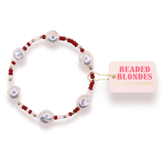 Bracelet Sadie Sprinkle Maroon & White