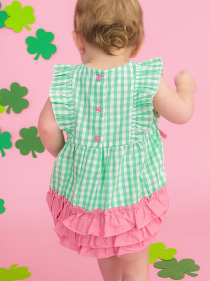 Romper Spring Bud Gingham Classic Ruffle Bubble Baby Girls