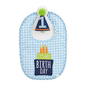 GINGHAM CAKE SMASHER BIB SET BIRTHDAY