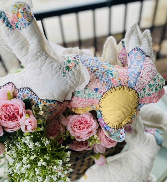 Easter Bunnies Vintage Fabric Upcycled Quilts