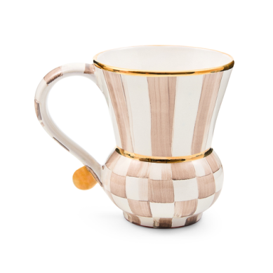 Mackenzie-Childs Mug Silhouette Mocha Check Ceramic