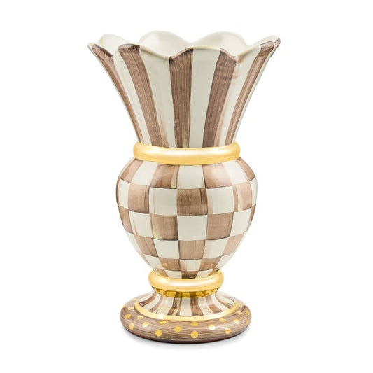 Mackenzie-Childs Vase Great MOCHA CHECK Ceramic