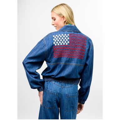 IVY JANE Jacket DENIM FLAG EMBROIDERY BOMBER
