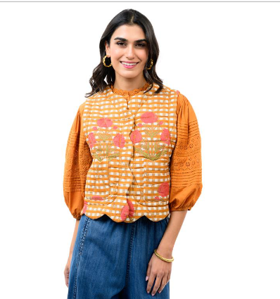Ivy Jane Vest Quilted Scalloped Gold