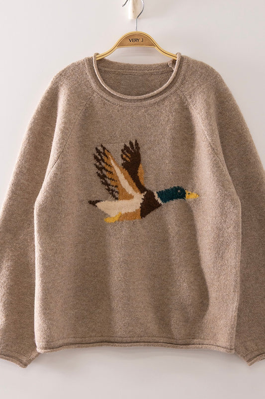 Top Mallard Duck In Flight Sweater Mocha