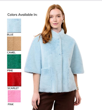 Ivy Jane JACKET FAUX FUR CAPELET SCARLET