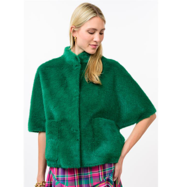 Ivy Jane JACKET FAUX FUR CAPELET PINE