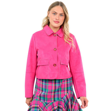 Ivy Jane JACKET SUEDE PATCH POCKET HOT PINK