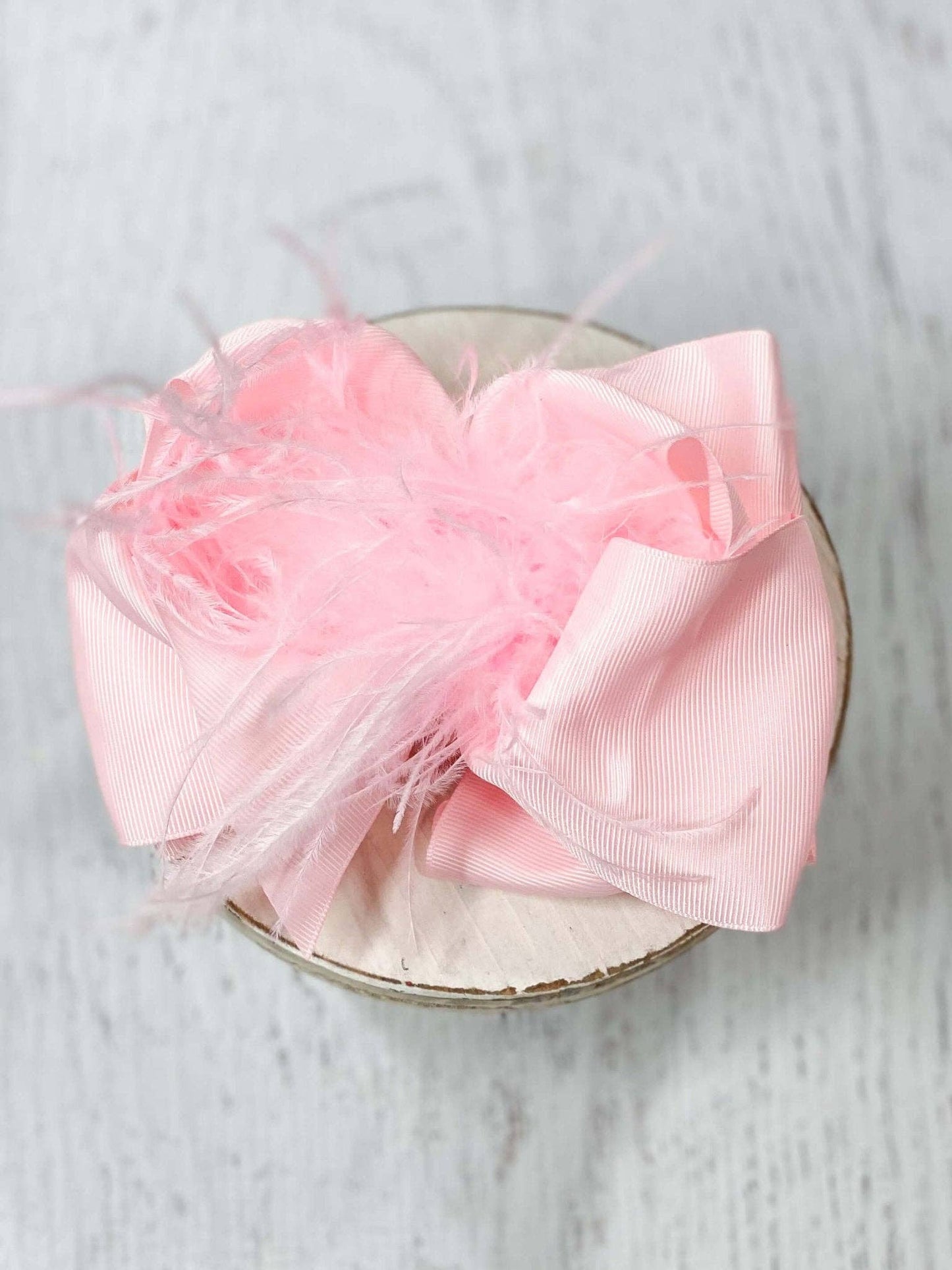 Hair Bow Solid Feather Puff Looped Knot - Alligator Clip - 5.5"